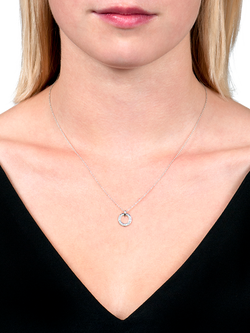 E.W Adams 9ct Gold Diamond Spinning Hoop Pendant Necklace - view 2, White