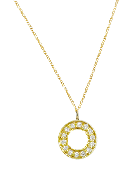 E.W Adams 9ct Yellow Gold Diamond Round Pendant Necklace, Yellow, Yellow