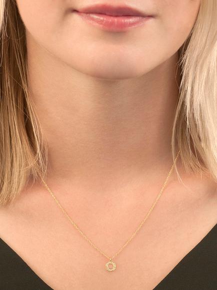 E.W Adams 9ct Yellow Gold Diamond Round Pendant Necklace, Yellow - view 2, Yellow
