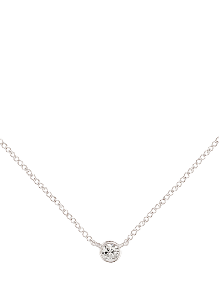 E.W Adams 9ct White Gold Solitaire Diamond Pendant Necklace, White, White
