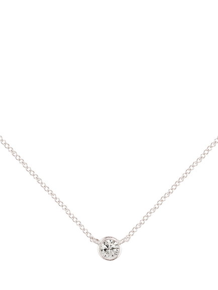 E.W Adams 9ct Gold Solitaire Diamond Pendant Necklace, White Gold