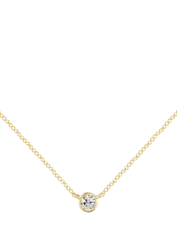 E.W Adams 9ct Gold Solitaire Diamond Pendant Necklace, Yellow Gold