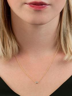 E.W Adams 9ct Gold Solitaire Diamond Pendant Necklace - view 2, Yellow Gold