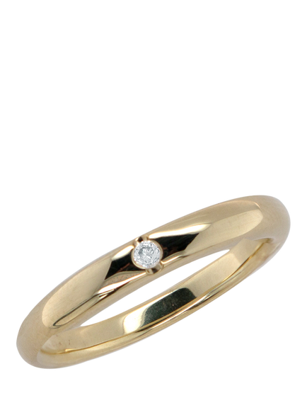 E.W Adams 9ct Yellow Gold Diamond Set Band Ring, Yellow, Yellow