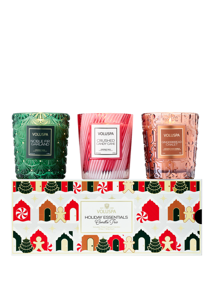 Voluspa Holiday Essentials Glass Candle Trio, 3x 184g, Multi