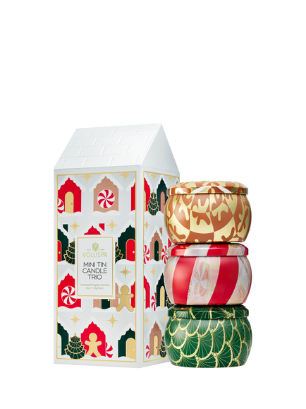 Voluspa Holiday Mini Candle Tin Trio, 3x 113g, Multi