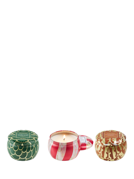 Voluspa Holiday Mini Candle Tin Trio, 3x 113g - view 2, Multi
