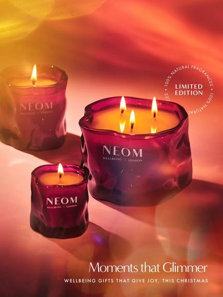NEOM Wellbeing London Christmas Wish Candle, 185g - view 2, Pink