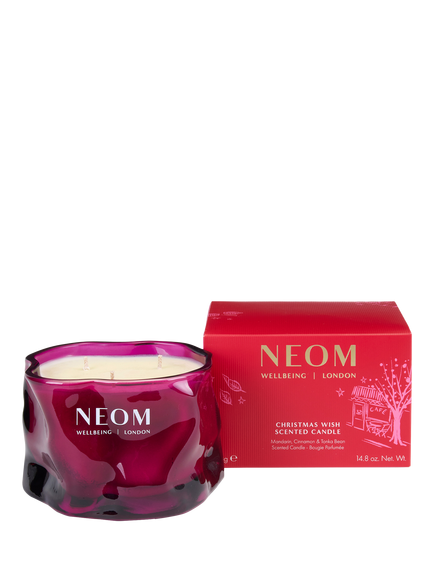 NEOM Wellbeing London Christmas Wish 3 Wick Candle, 420g, Pink