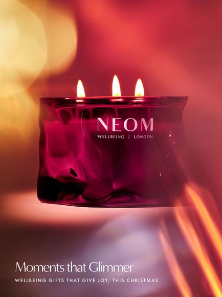 NEOM Wellbeing London Christmas Wish 3 Wick Candle, 420g - view 2, Pink