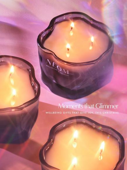 NEOM Wellbeing London Sparkling Joy 3 Wick Candle, 420g - view 2, Purple