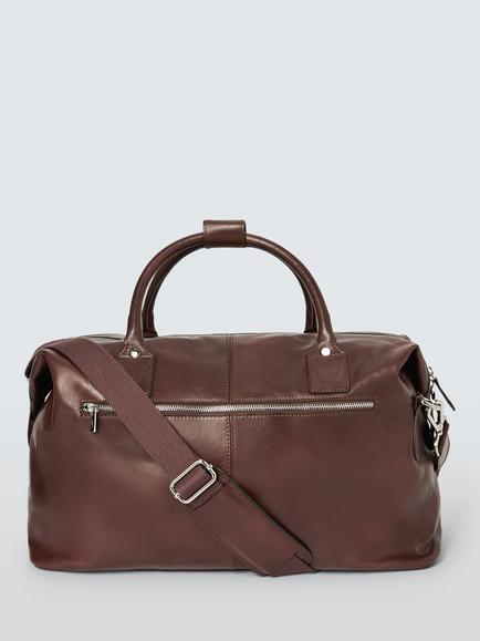 John Lewis Made In Italy Leather Holdall Bag, Brown, Brown