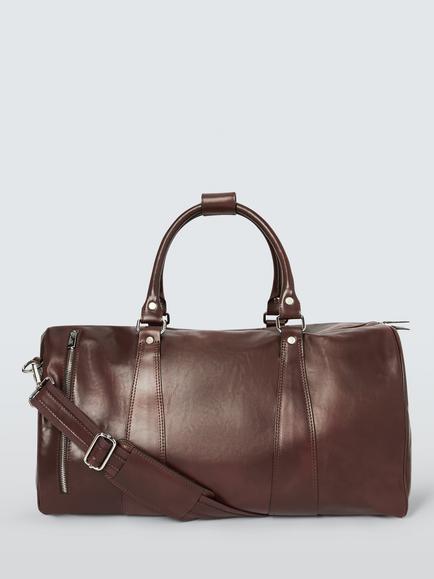 John Lewis Made In Italy Leather Holdall Bag, Brown, Brown
