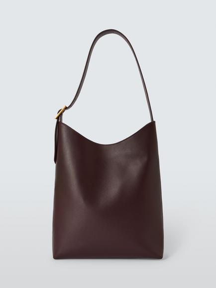 John Lewis Milan Leather Hobo Bag, Aub, Aub
