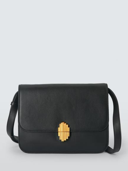 John Lewis Milan Lock Crossbody Bag, Black, Black