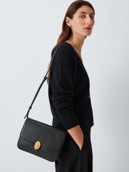 John Lewis Milan Lock Crossbody Bag, Black - view 2, Black