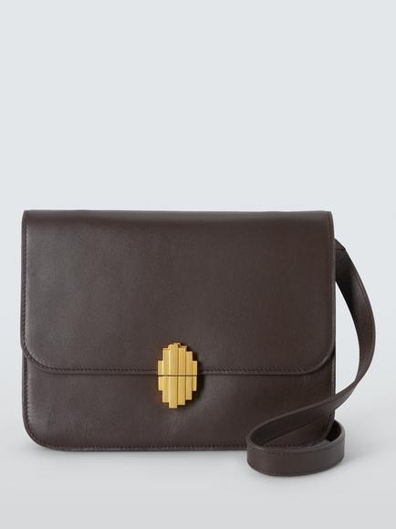 John Lewis Milan Lock Crossbody Bag, Choc, Choc