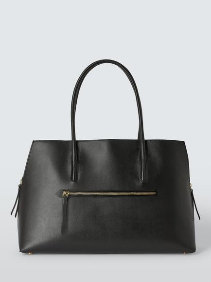 John Lewis Milan Zip Tote Bag, Black, Black
