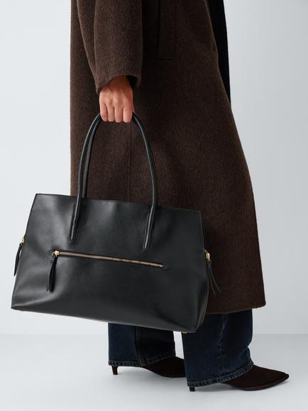 John Lewis Milan Zip Tote Bag, Black - view 2, Black