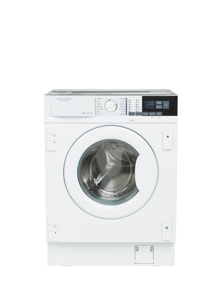 John Lewis OUTLET JLBIWM1408 Integrated Washing Machine, 8kg Load, 1400rpm Spin, Like New, White, White