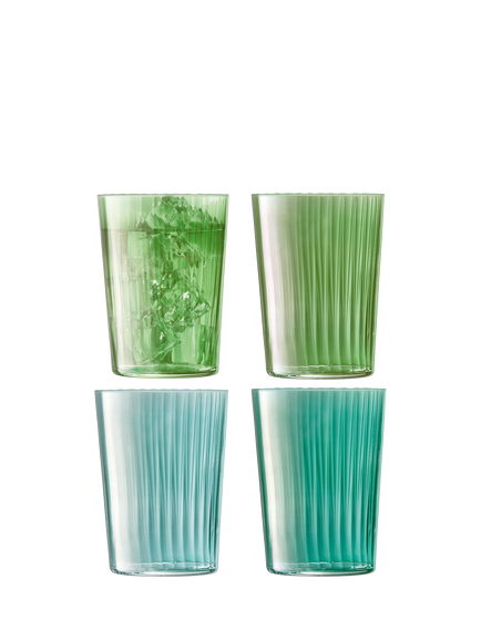 LSA International Gems Highball Glasses, Set of 4, 560ml, Jade, Sapphire