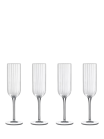 Luigi Bormioli Bach Champagne Glass Flute, Set of 4, 210ml, Clear, Clear