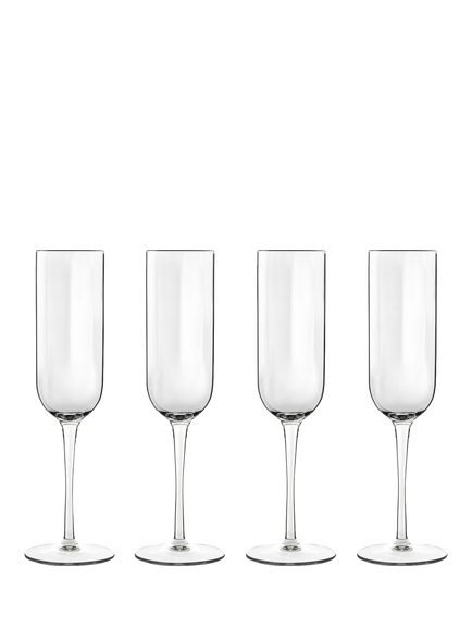 Luigi Bormioli Jazz Champagne Glass Flutes, Set of 4, 210ml, Clear, Clear