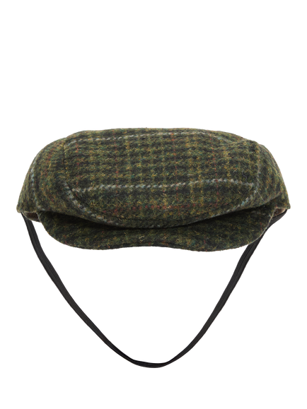Barbour Wilkin Tweed Flat Cap for Dogs, Green Khaki