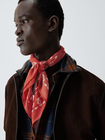 John Lewis Wool Bandana Scarf, Red, Red