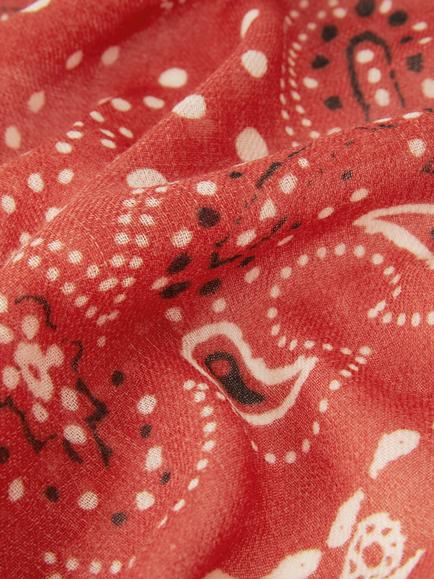 John Lewis Wool Bandana Scarf, Red - view 2, Red