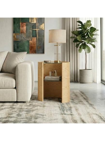 Tom Schneider Ellipse Console Lamp Table, Oak - view 2, Oak