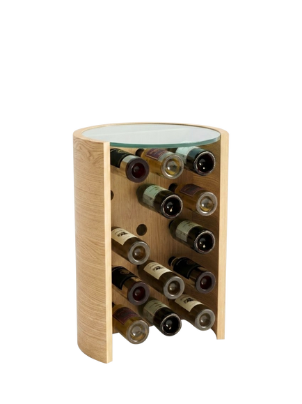 Tom Schneider Orbit Wine Rack Lamp Table, Oak, Oak