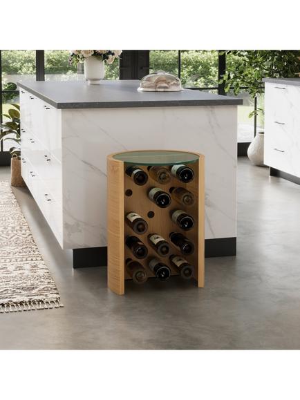 Tom Schneider Orbit Wine Rack Lamp Table, Oak - view 2, Oak