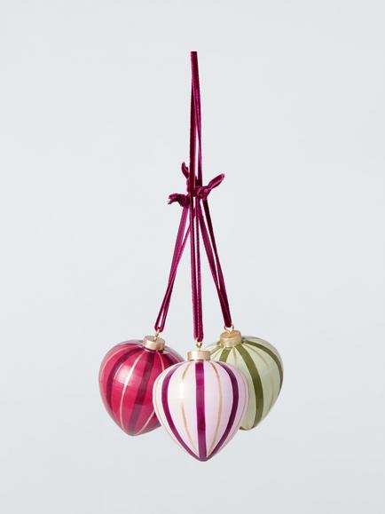 John Lewis The Cherisher Striped Onion Bauble Trio, Multi, Multi