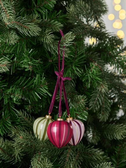 John Lewis The Cherisher Striped Onion Bauble Trio, Multi - view 2, Multi
