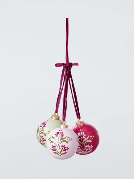 John Lewis The Cherisher Round Floral Bauble Trio, Multi, Multi