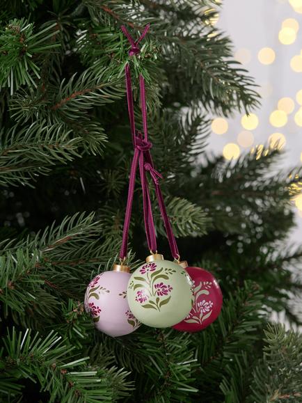 John Lewis The Cherisher Round Floral Bauble Trio, Multi - view 2, Multi