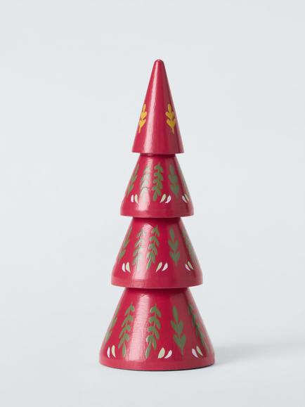 John Lewis The Cherisher Wooden Tree Decoration, Red - view 2, Red