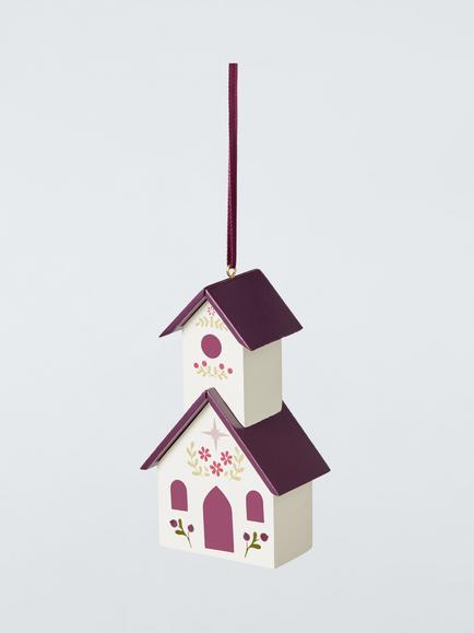 John Lewis The Cherisher Wooden House Tree Decoration, White, White