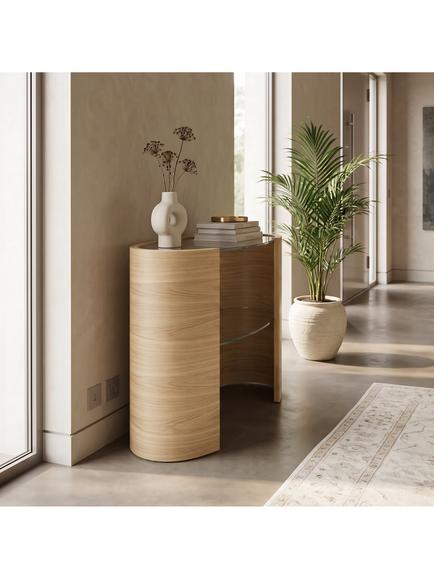 Tom Schneider Ellipse Console Table, Oak - view 2, Oak