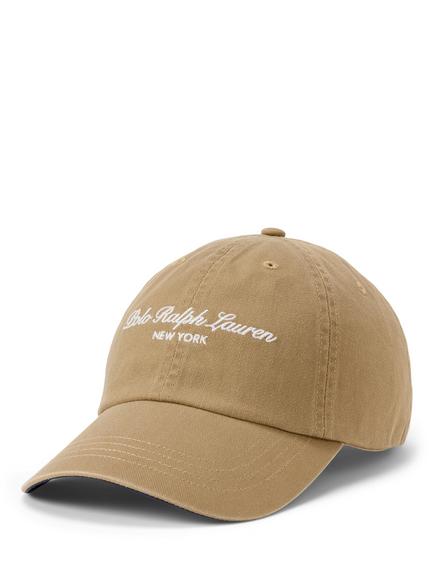 Ralph Lauren Cotton Script Logo Baseball Cap, Desert Khaki, Desert Khaki