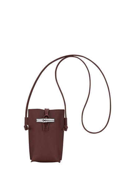 Longchamp Le Roseau Leather Phone Pouch, Burgundy