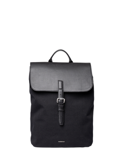 Sandqvist Leather Lid 14" Backpack, 25L, Black, Black
