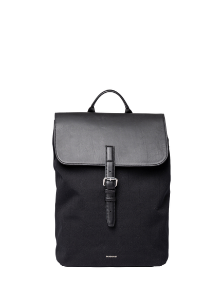 Sandqvist Leather Lid 14" Backpack, 25L, Black, Black