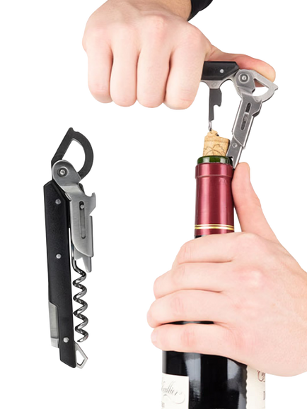 Peugeot Open "n" Preserve Corkscrew and Wine Stopper Set - view 2, Gey