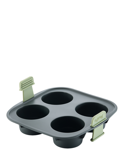 Lékué Air Fryer Silicone Non-Stick Muffin Mould, 4 Hole, Grey