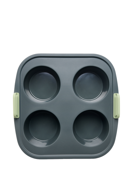 Lékué Air Fryer Silicone Non-Stick Muffin Mould, 4 Hole - view 2, Grey