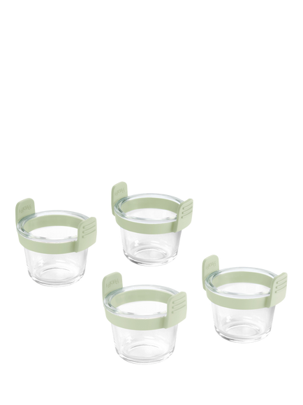 Lékué Air Fryer Glass Mini Cups, Set of 4, Clear/Green, Transparent