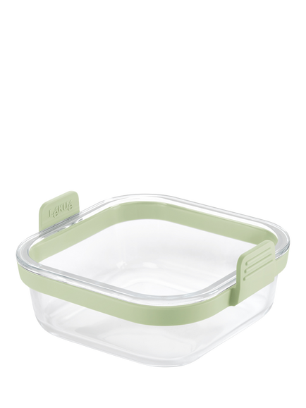 Lékué Air Fryer Square Glass Dish, Clear/Green, Transparent