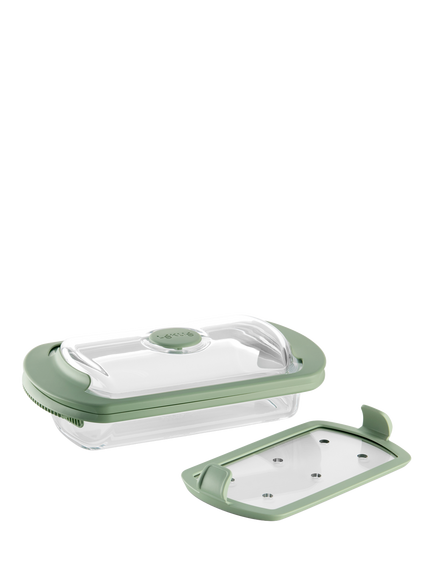 Lékué Glass Steam Cooker & Tray Set, Clear/Green, Transparent